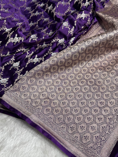 Purple Minakari Jaal Mashru Silk Saree MCS08