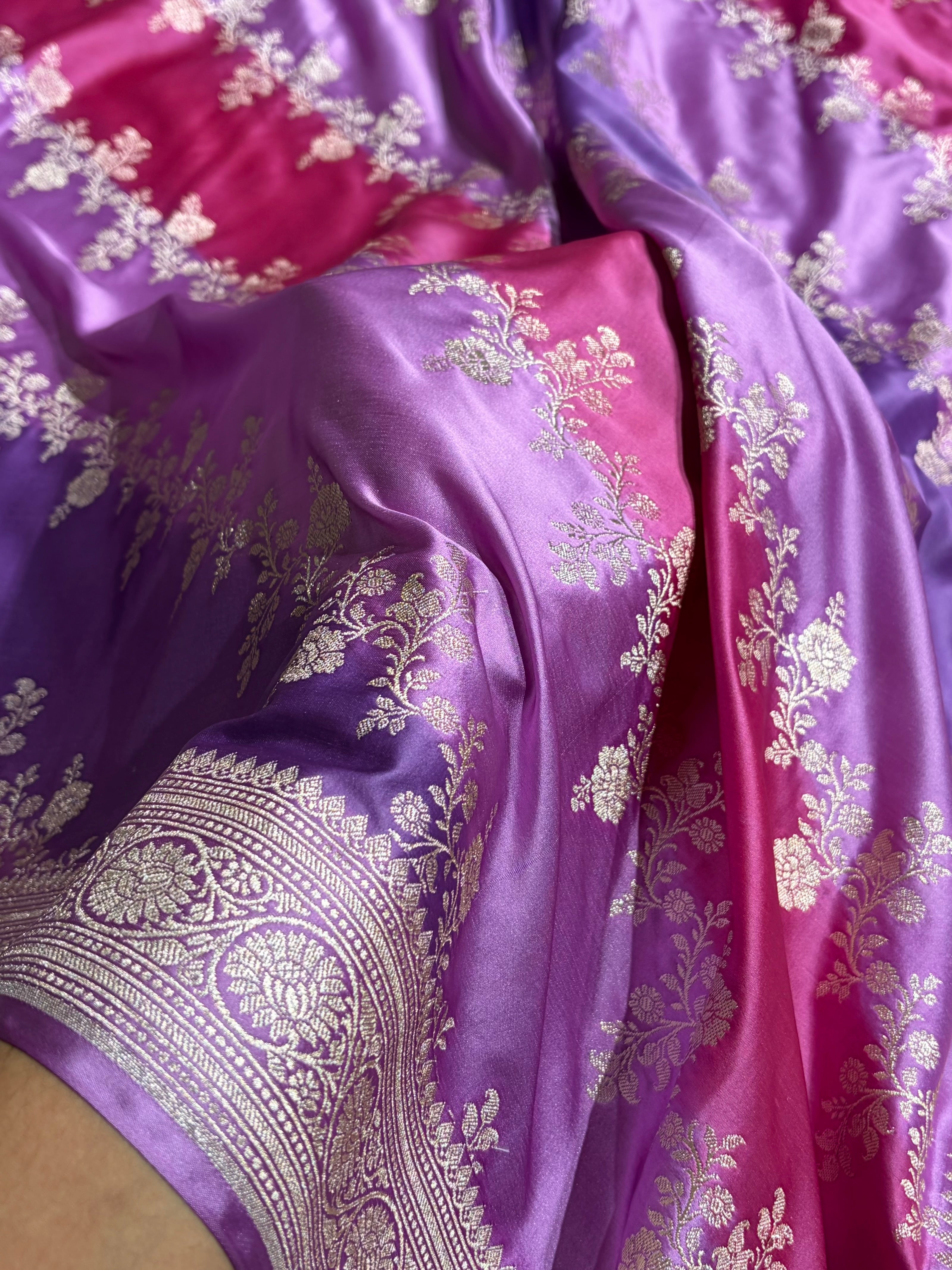 Lavender Rangkat Banarasi Cross Mashru Silk Saree MSRK01