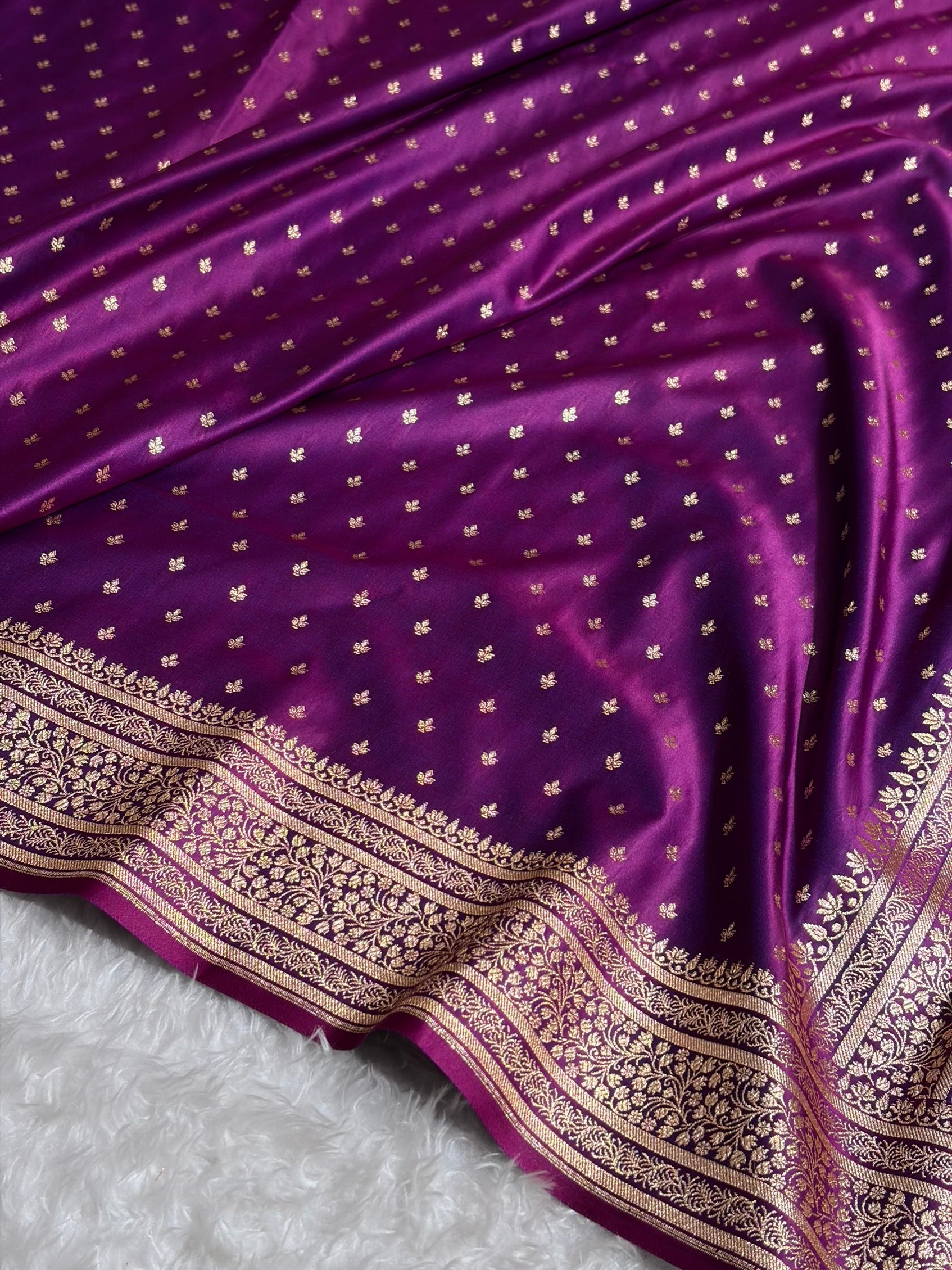 Banarasi Satin Katan Saree in Cross Wine Shades SK88