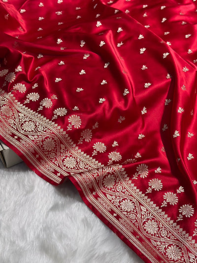 Banarasi Maroon Shades Floral Mashru Silk Saree MCS89