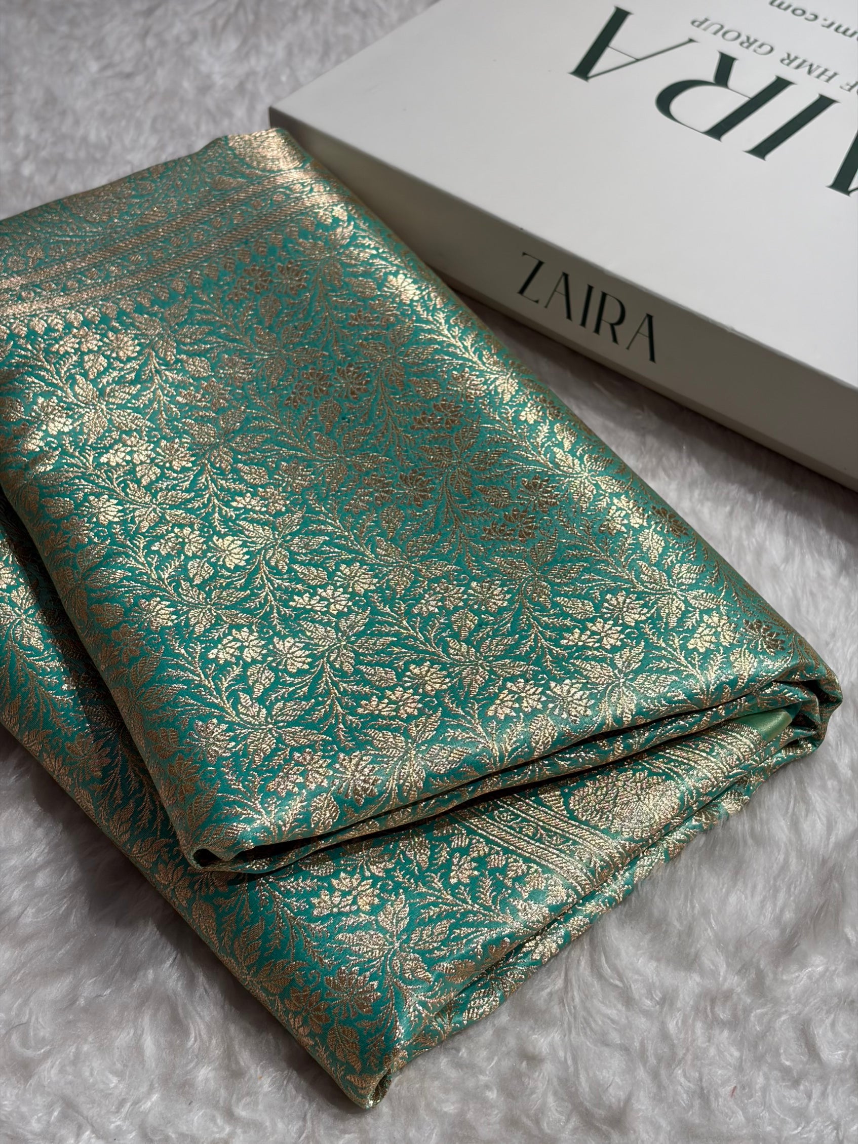 Sea Green Shades Brocket Satin Silk Saree Banarasi Saree Shades SS30