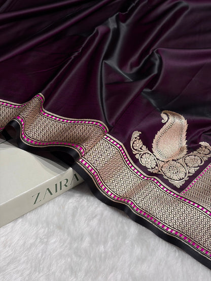 Plain Mashru with Dark Magenta Cross Shades MSM-51