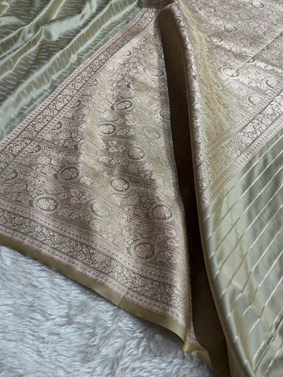 Pastel Pista Shades Tanchoi Motif Mashru Silk Saree MST-16