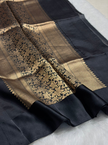 Black Meena Boota Handwoven Raw Mango Silk RM-30