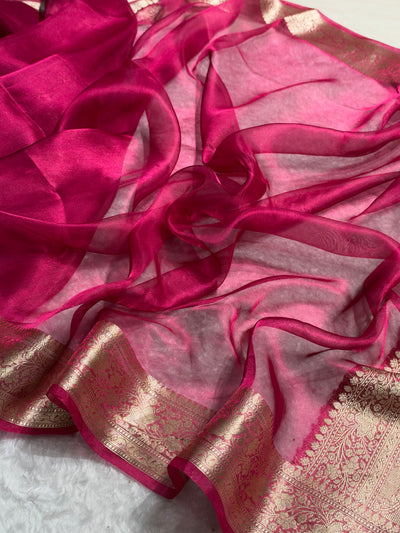 Banarasi Pink Shades Pure Tissue Silk Saree PT-61