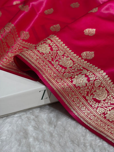 Cross Rani Shades Booti Pattern Banarasi Satin Silk Saree SS58