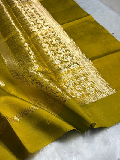 Liril Green Shades Pure Caramel Mango Silk Saree CS-23