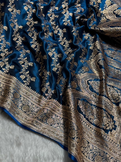 Banarasi German Blue Satin Cross with Swarovski Stone BSS11