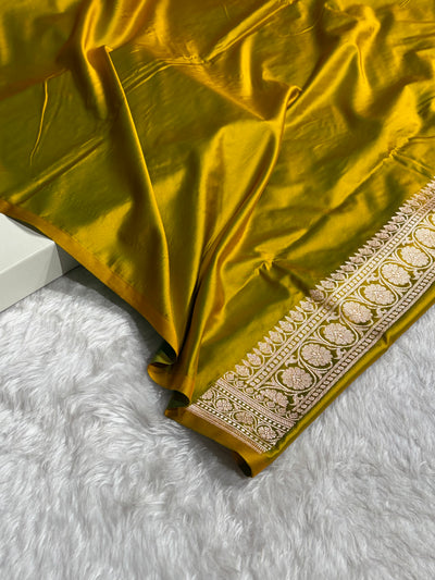 Mehendi Cross Shades Tanchoi Motif Mashru Silk Saree MST-13