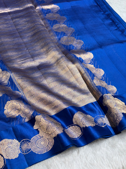 Royal Blue Shades Handwoven Pure Raw Mango Silk RM-61