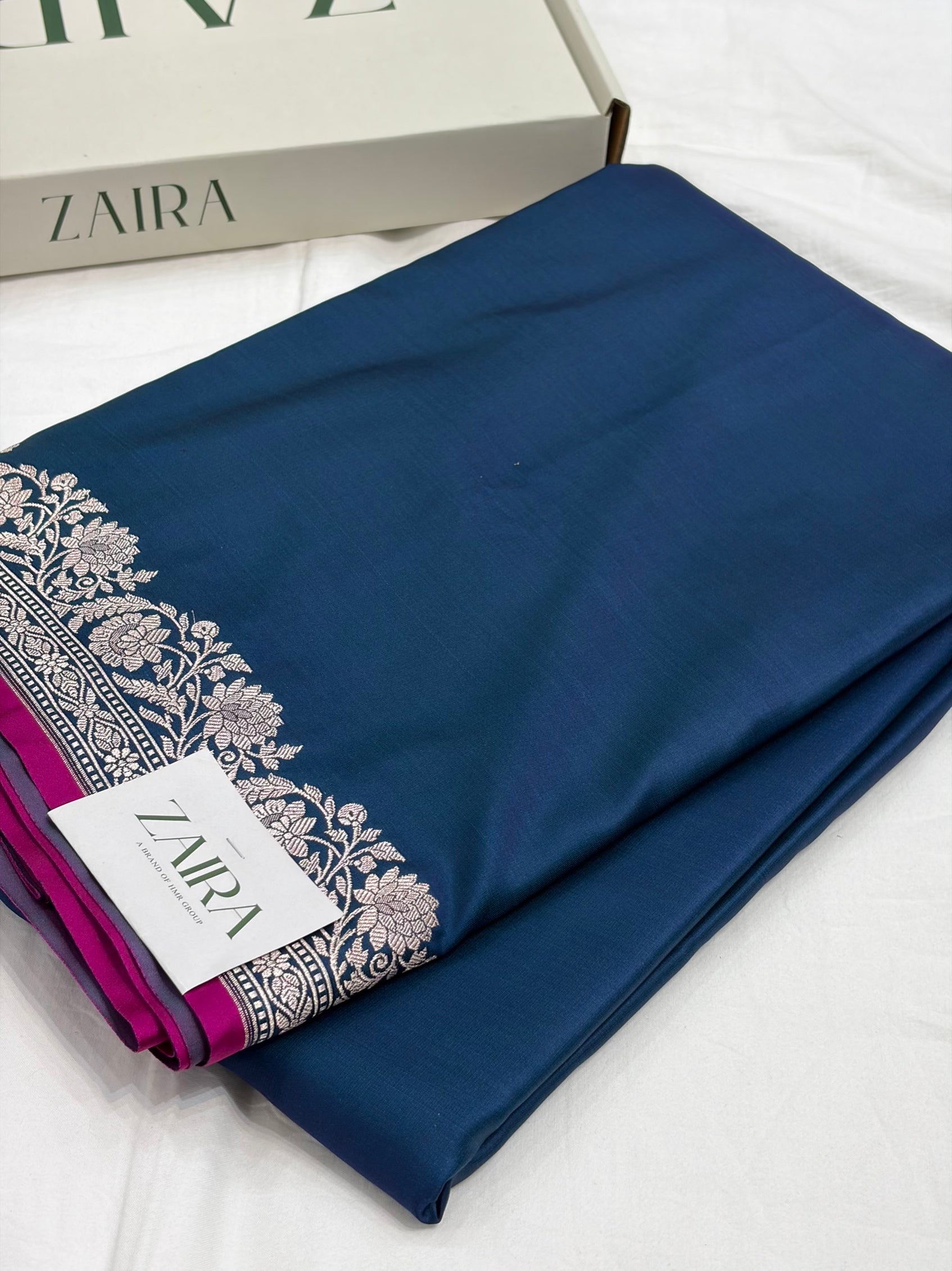 German Blue Shade With Booti Pattern Mashru Silk Saree