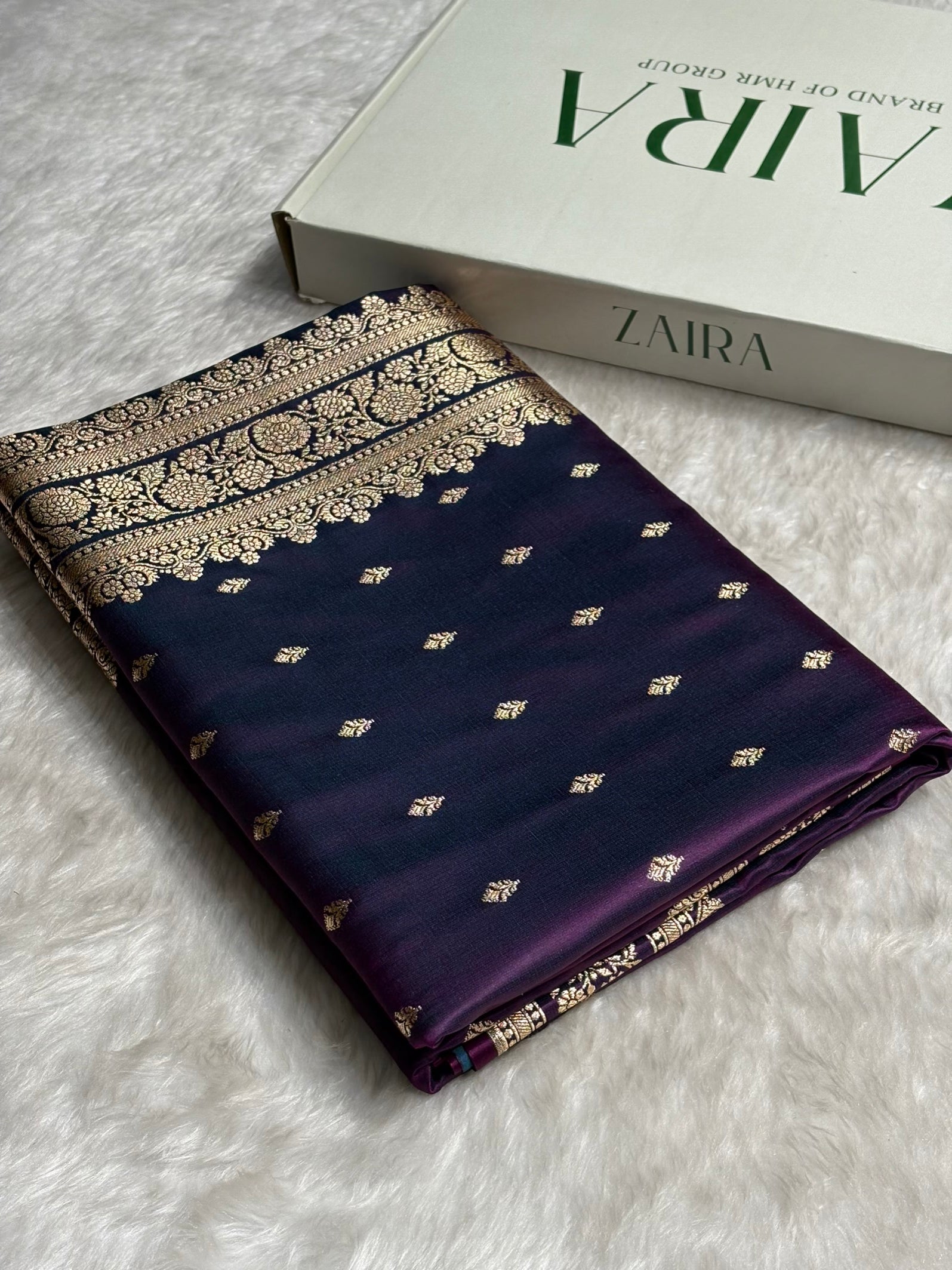 Purple Shades Booti Pattern Satin Katan Silk Saree SK51