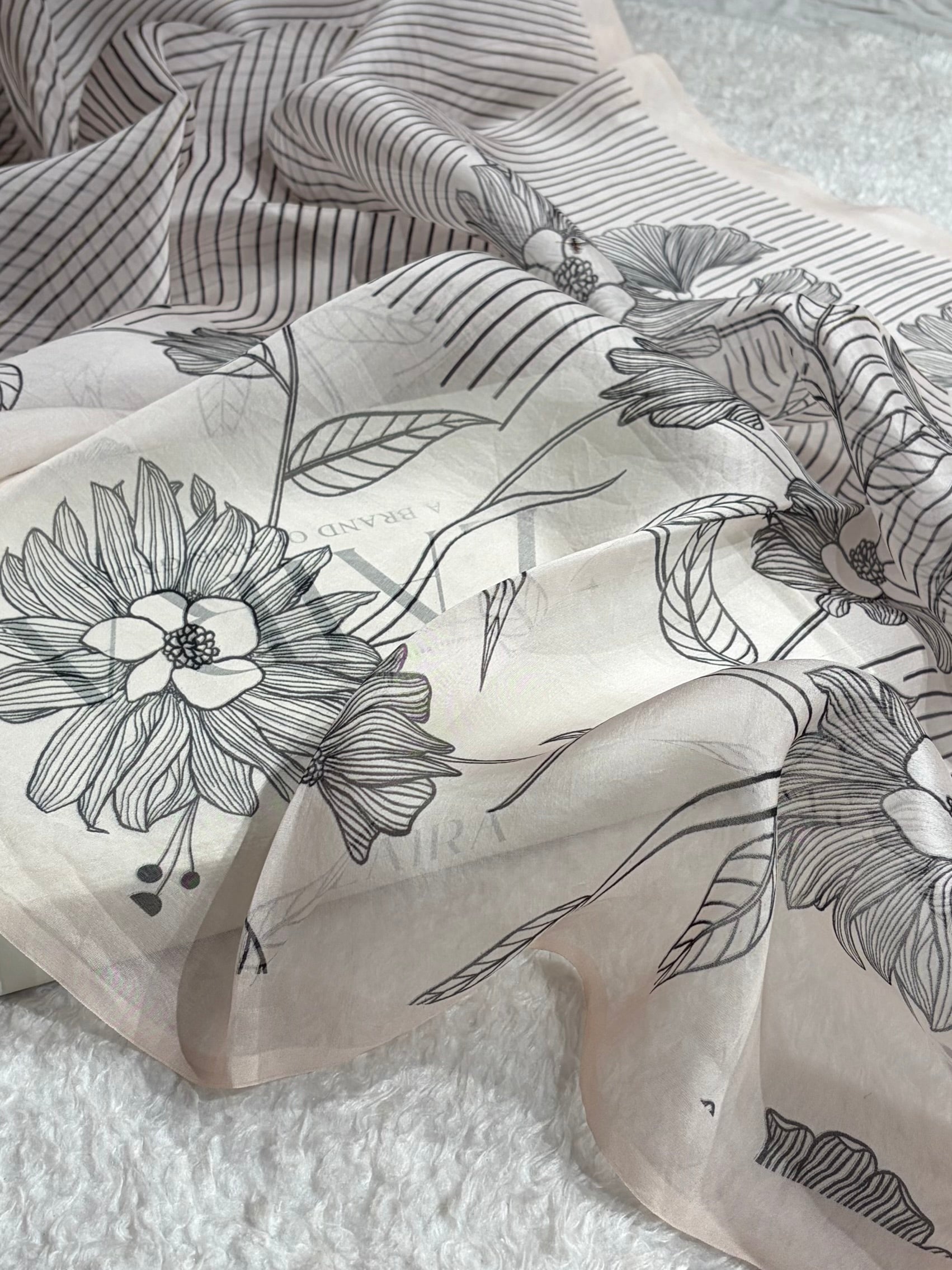 Beautiful Organza with Pastel Multicolor Florals POP15