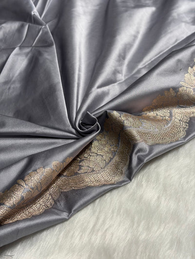 Gray Shades Scallop Booti Mashru Silk Saree MCS27