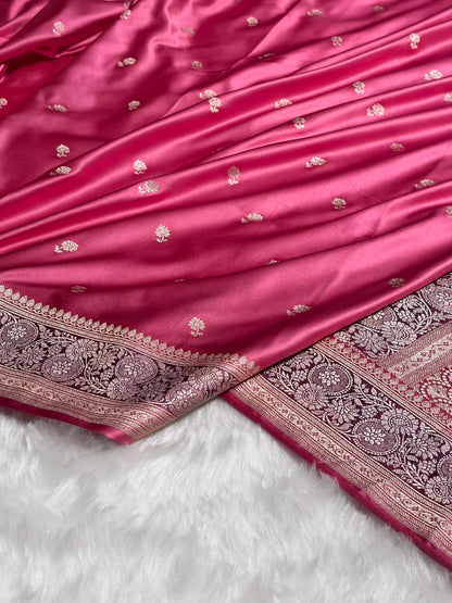 Baby Pink Shades Booti Mashru Silk Saree MS73