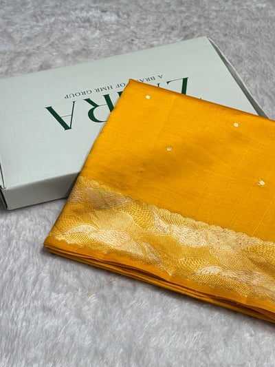 Mustard Gold Shades Handwoven Pure Paper Silk RM-62