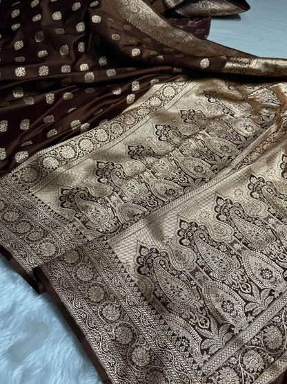 Boota Katan Silk Saree In Coffee Shades SK02