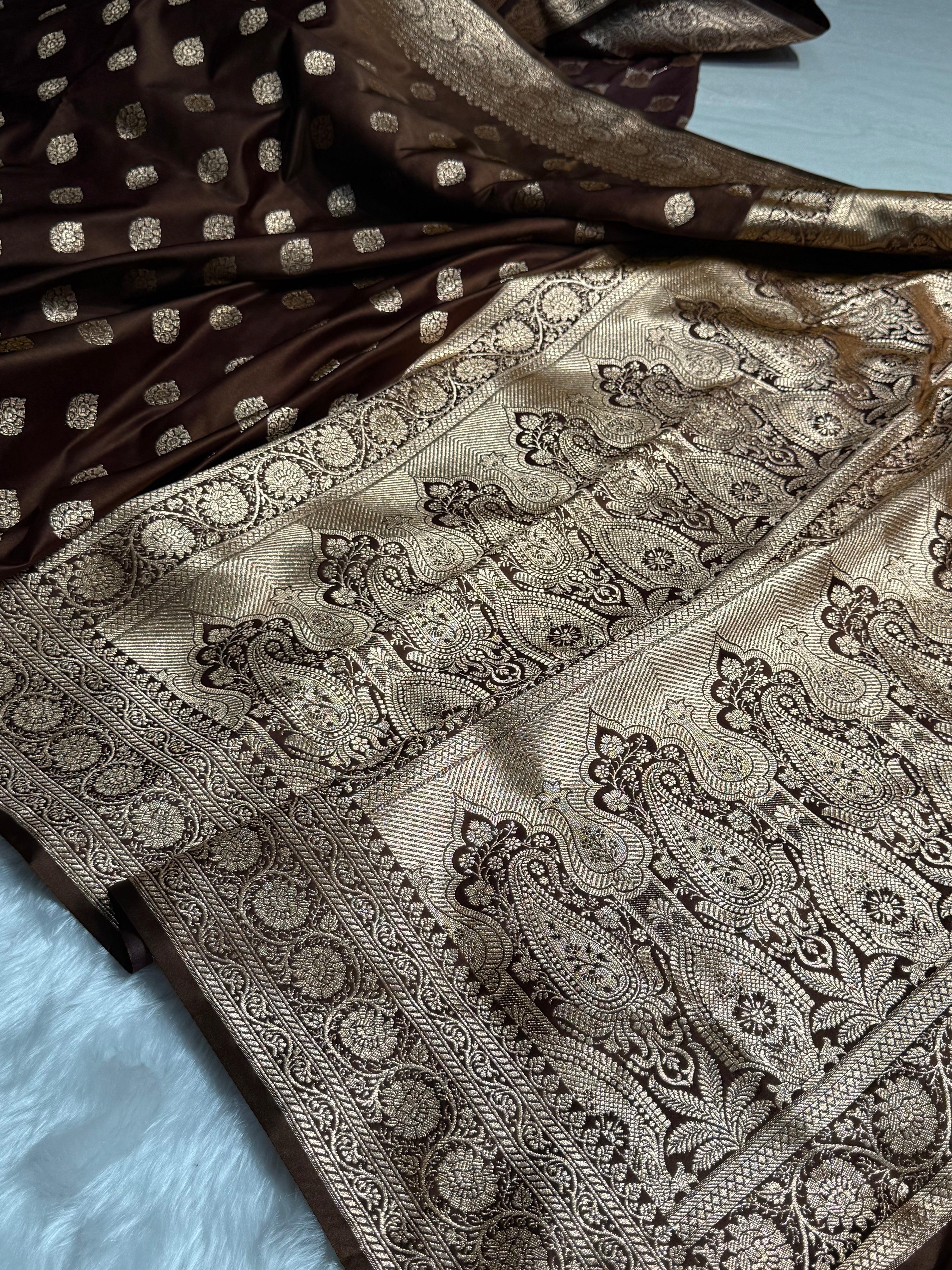 Boota Katan Silk Saree In Coffee Shades SK02