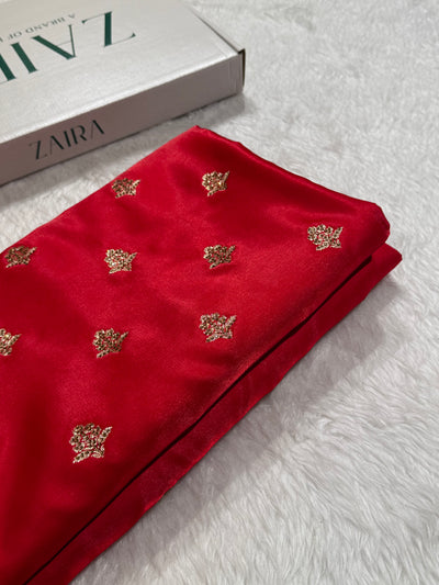 Red Boota Wih Swarovski Work With brocade blouse