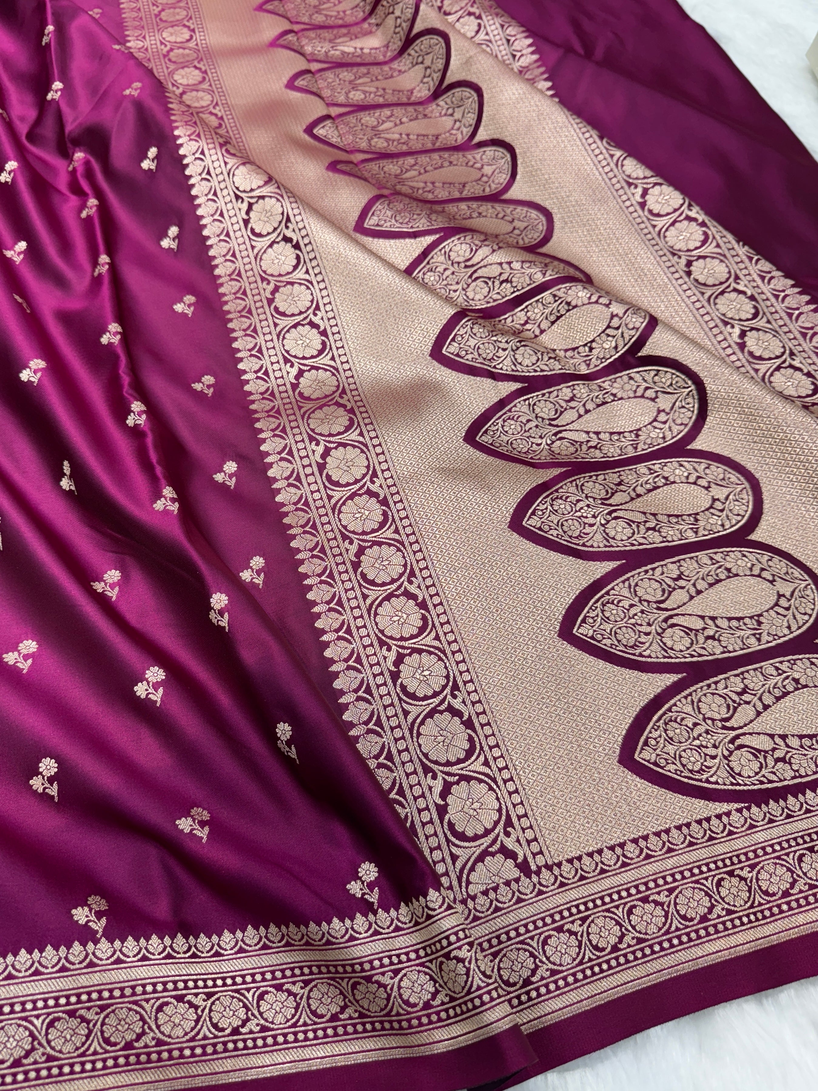 Wine Shades Floral Boota Mashru Silk Saree