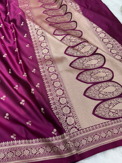 Wine Shades Floral Boota Mashru Silk Saree