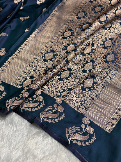 Peacock Boota With Floral Border Mashru Silk Saree MSM-91