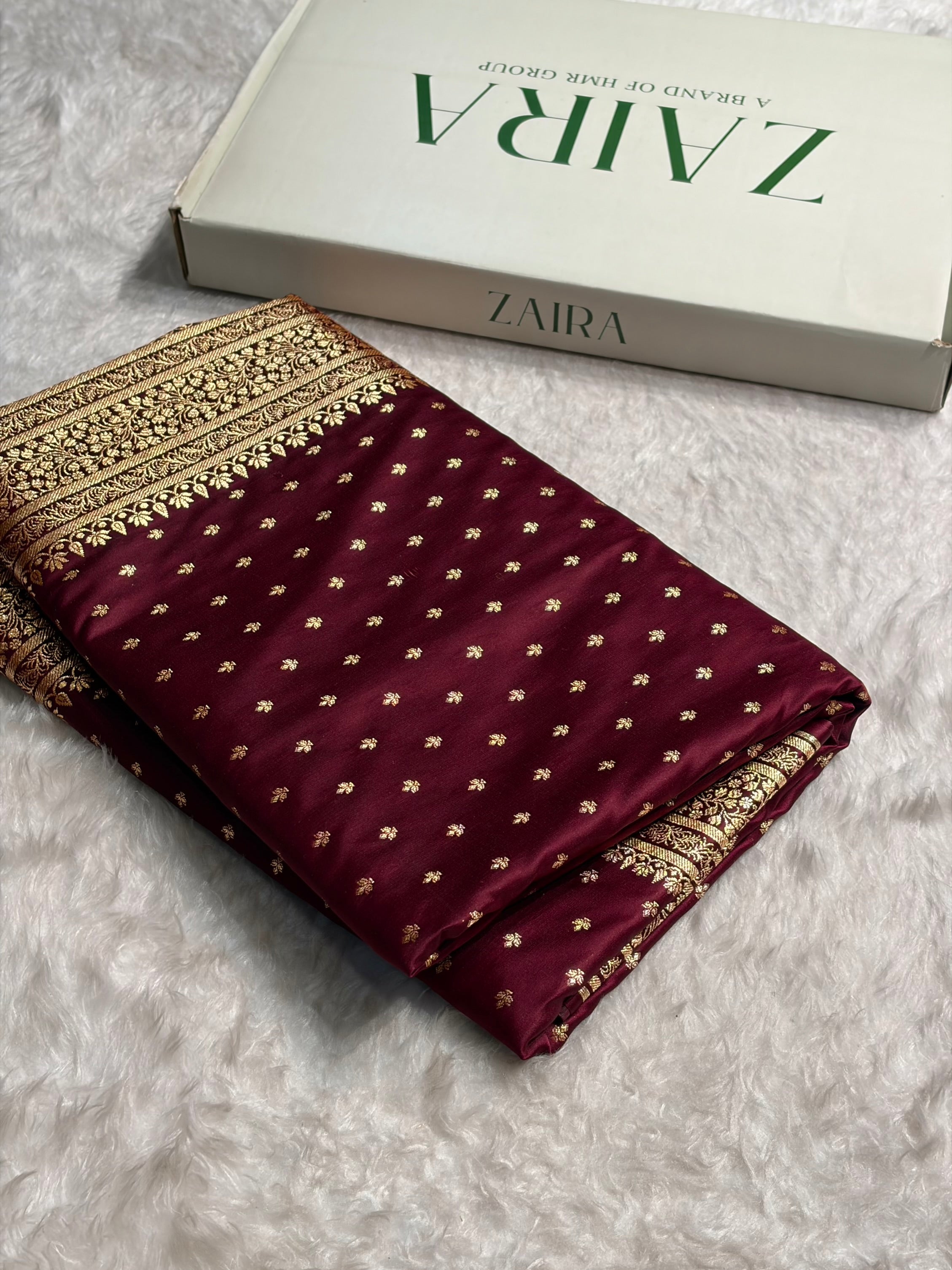 Banarasi Satin Katan Saree in Garnet Shades SK88