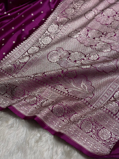 Wine Shade Booti Mashru Silk Saree MS38