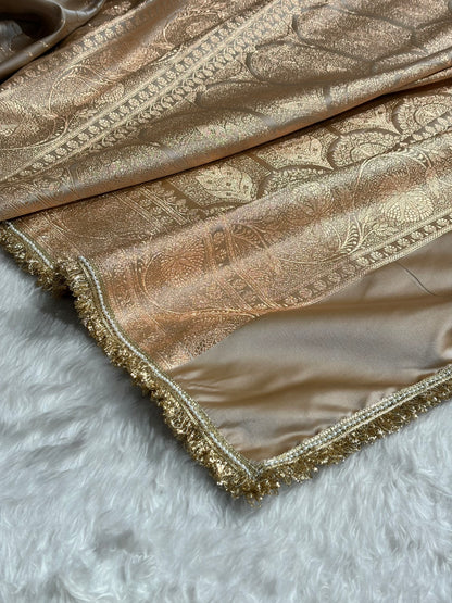 Tusser Banarasi Jaal With Gotta Patti Satin Katan Silk Saree SKGP06