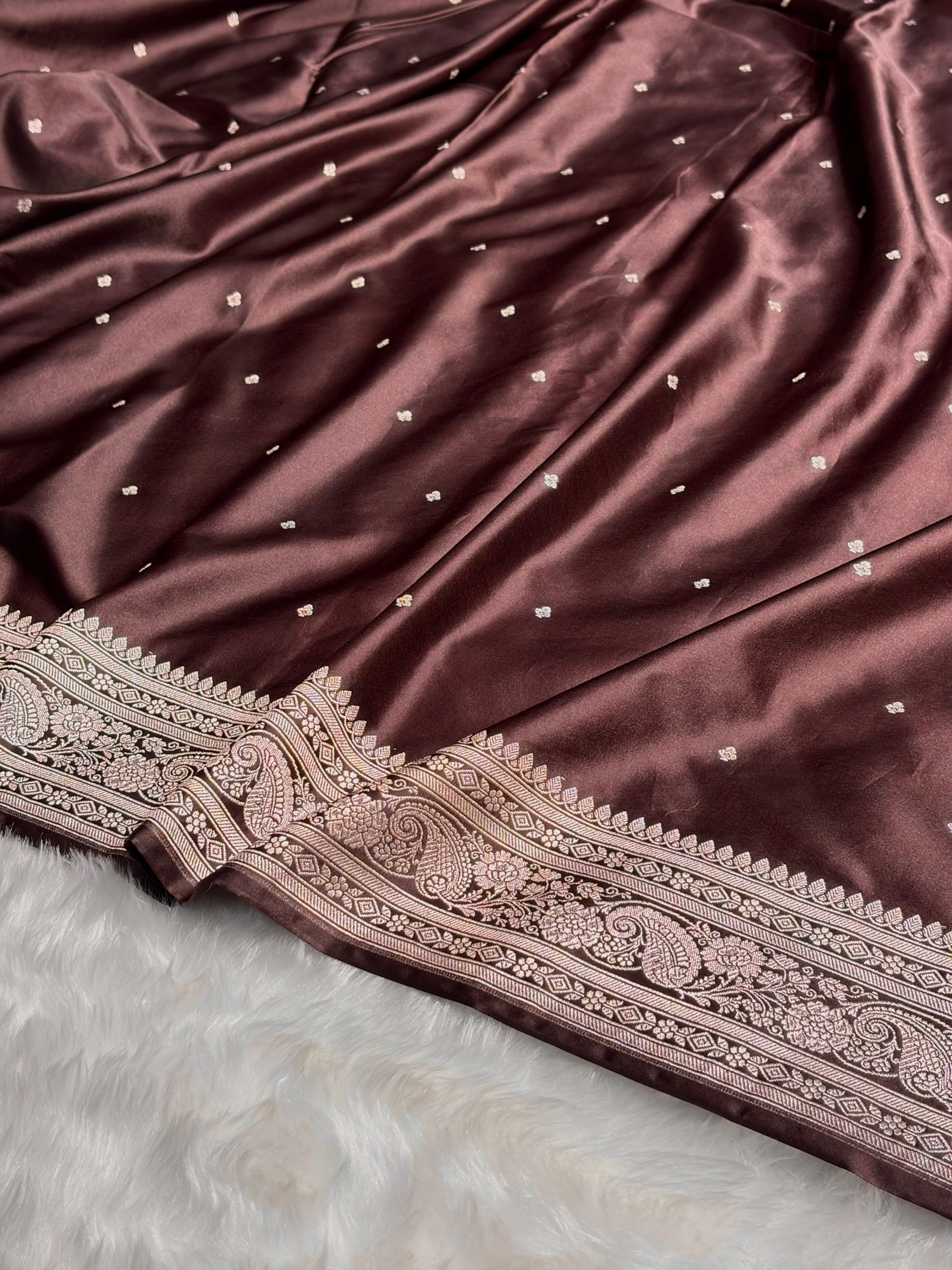 Dark Garnet Shades Booti Mashru Silk Saree MS64