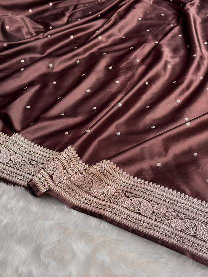 Dark Garnet Shades Booti Mashru Silk Saree MS64