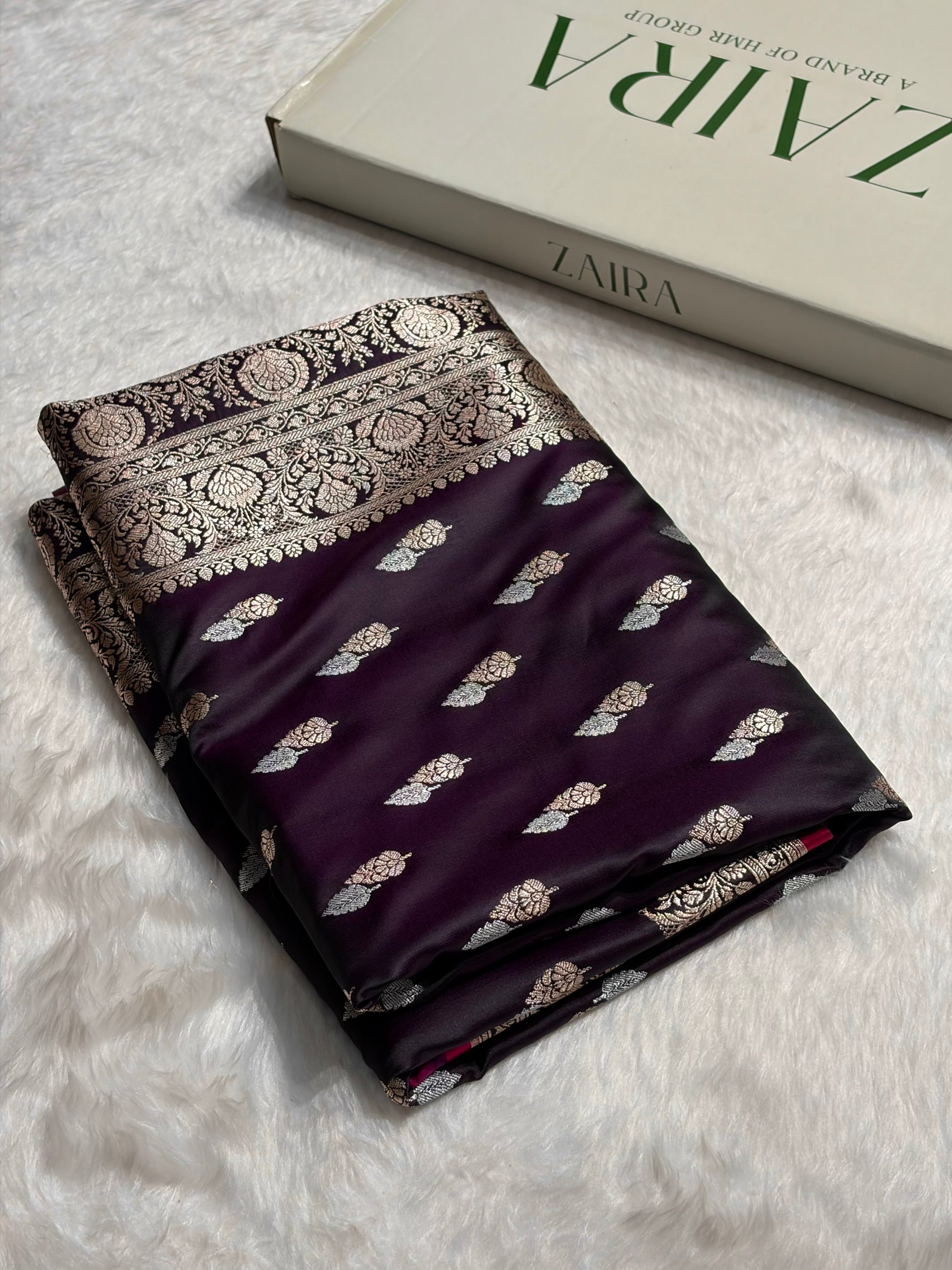 Wine Shades Floral Booti Mashru Silk Saree MSM-69