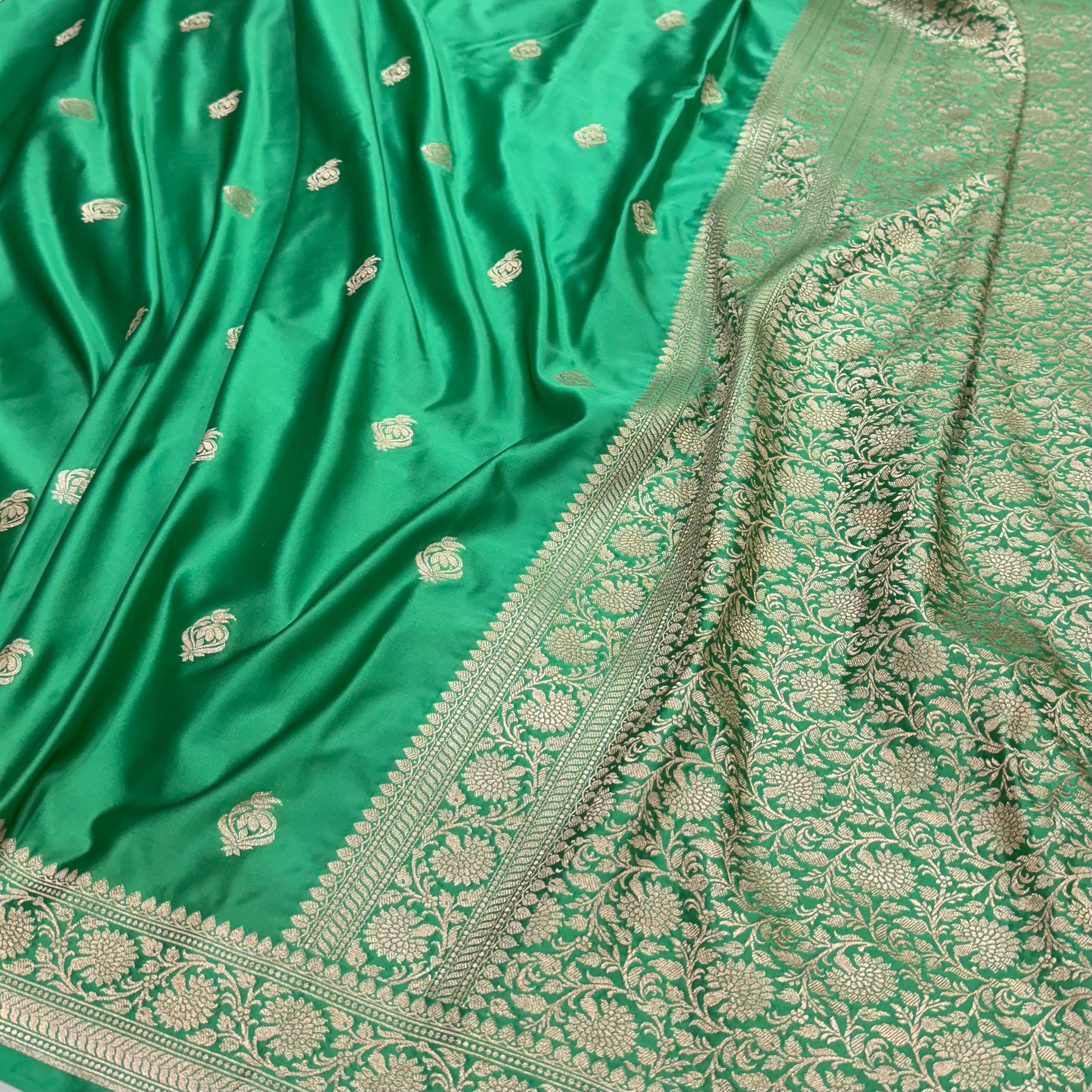 Sea Green Mashru Silk Boota