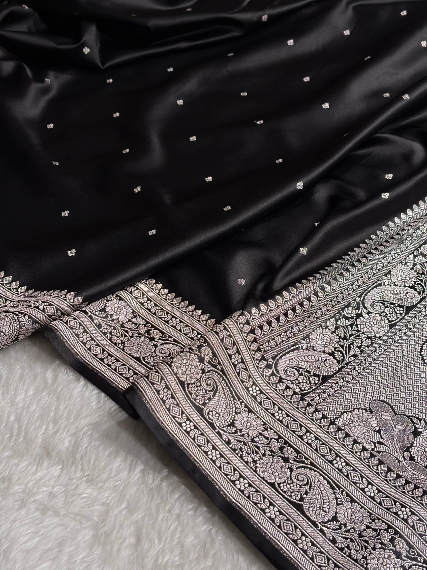 Black Shades Booti Mashru Silk Saree MS64