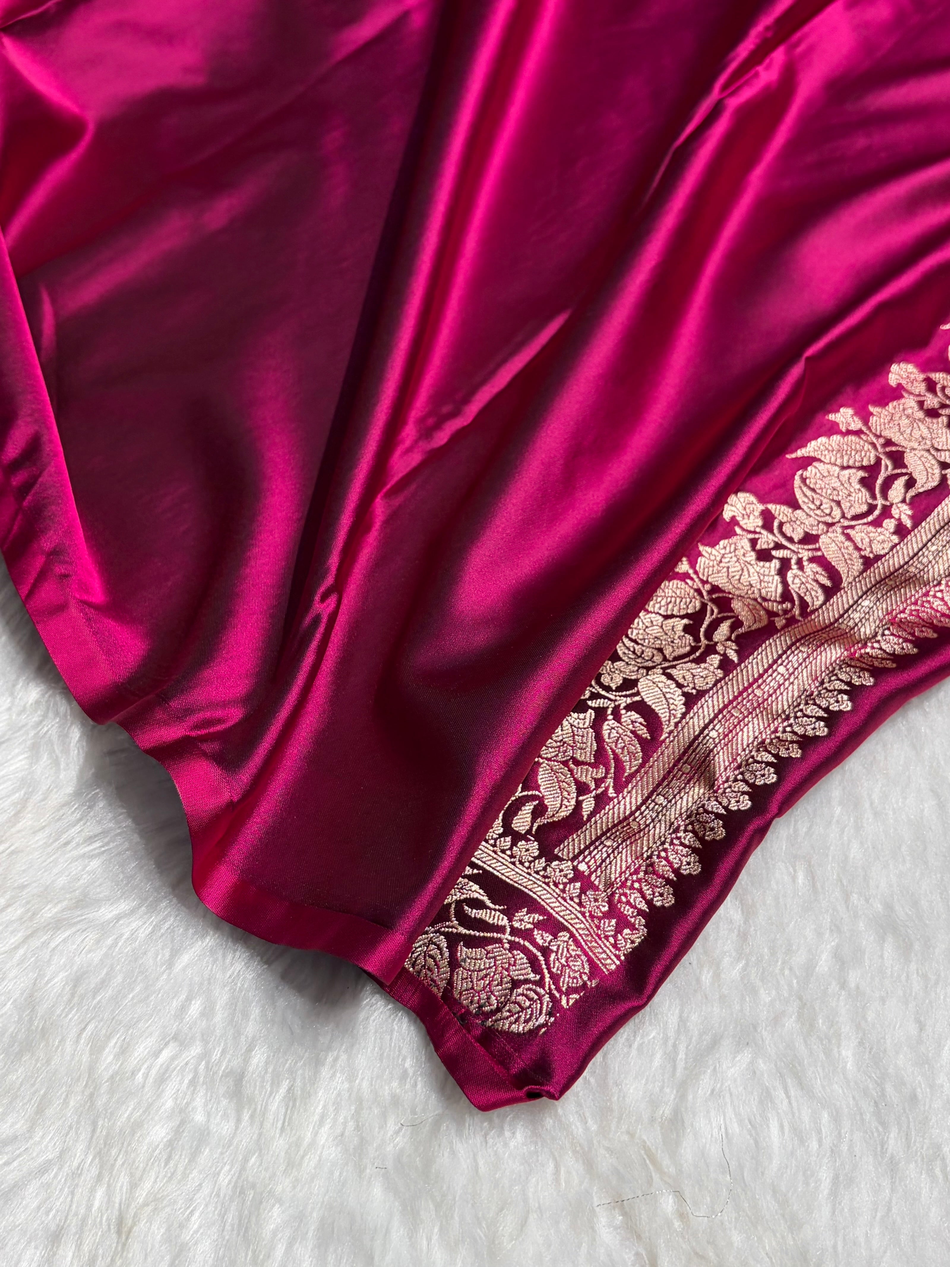 Cross Wine Boota With Floral Border Mashru Silk Saree MSM-92