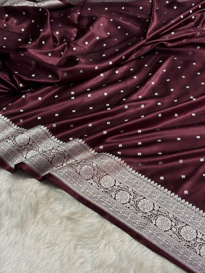 Garnet Shade Booti Mashru Silk Saree MS38