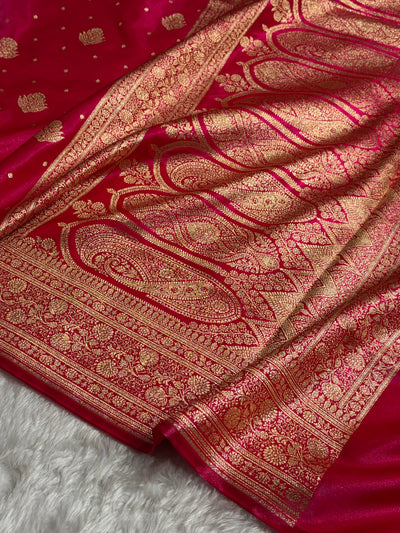 Banarasi Cross Rani Shades Booti Pattern Banarasi Satin Silk Saree SS59