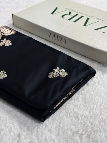 Black Shades Banarasi Boota Pattern Floral Mashru Silk Saree MSM-110