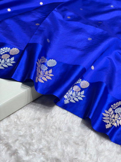 Royal Blue Shade Handwoven Kaduwa Pure Katan Paper Silk RM-05