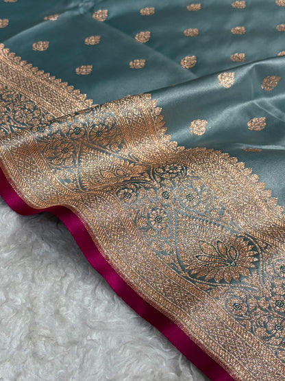 Banarasi Turquoise Shades booti Katan Silk saree SK10