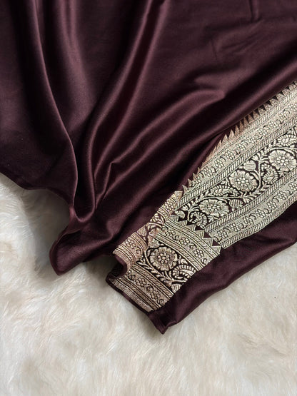 Dark Wine shade Booti Mashru Silk Saree MS26