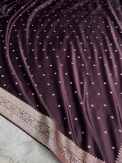 Dark Wine shade Booti Mashru Silk Saree MCS26