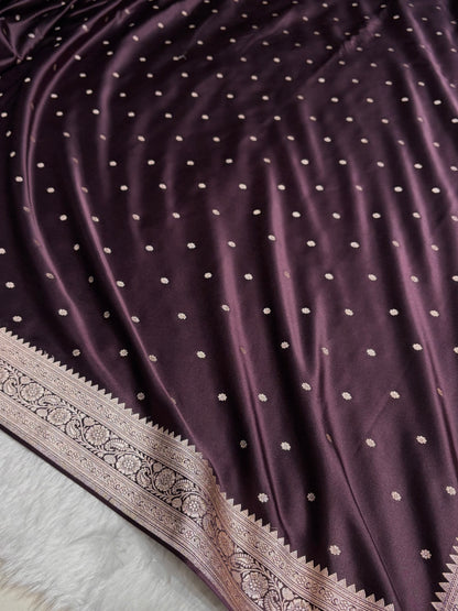 Dark Wine shade Booti Mashru Silk Saree MS26