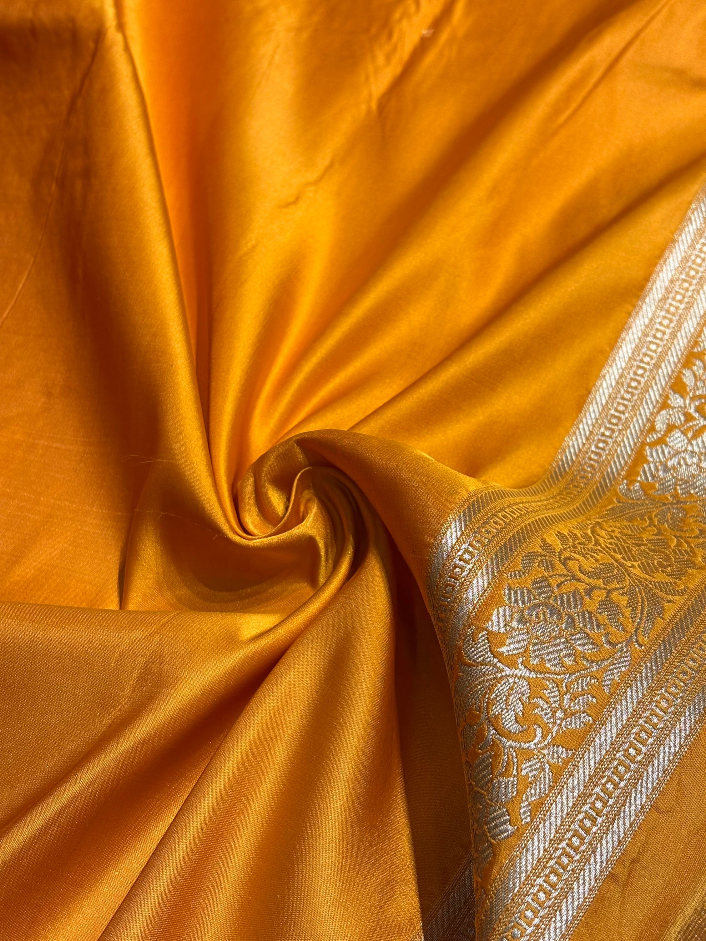 Mustard Shades Satin Katan Silk Saree SK63