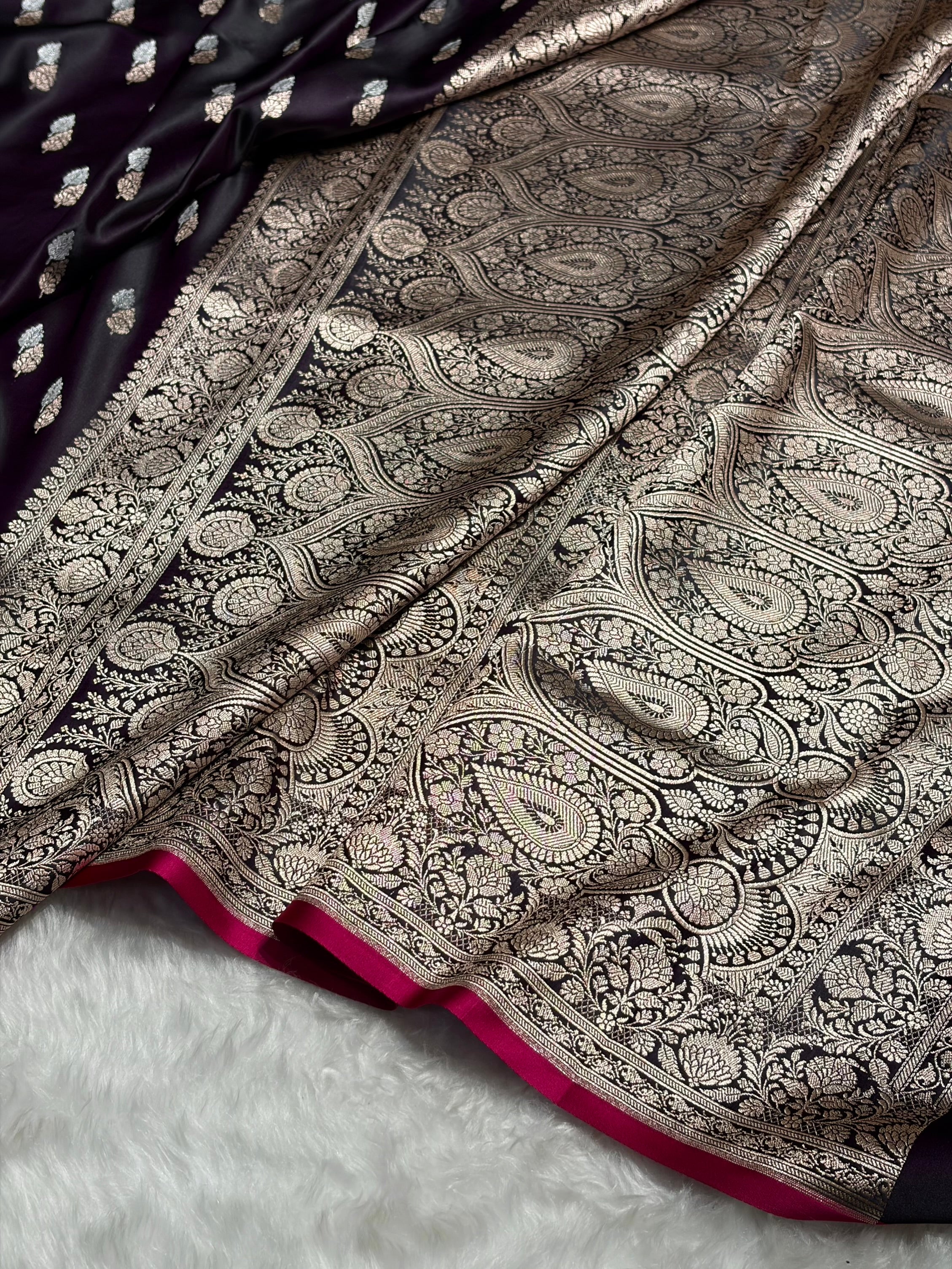 Wine Shades Floral Booti Mashru Silk Saree MSM-69