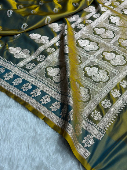 Liril Mehendi Shades Banarasi Boota Pattern Floral Mashru Silk Saree MSM-112