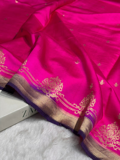 Dark Rani with Purple Shades Handwoven Pure Paper Silk RM-59