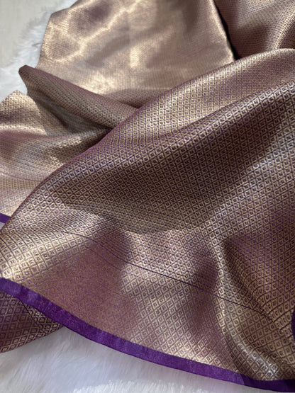 Semi Pure Tissue Silk Saree with Gotta Patti in Purple Shades TGP03