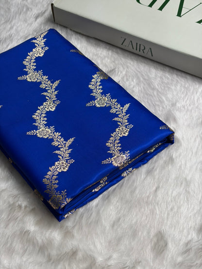 Royal Blue Shades Banarasi Satin Silk Saree SS35