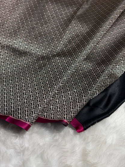 Black Shades Floral Border Mashru Silk Saree MSM-62